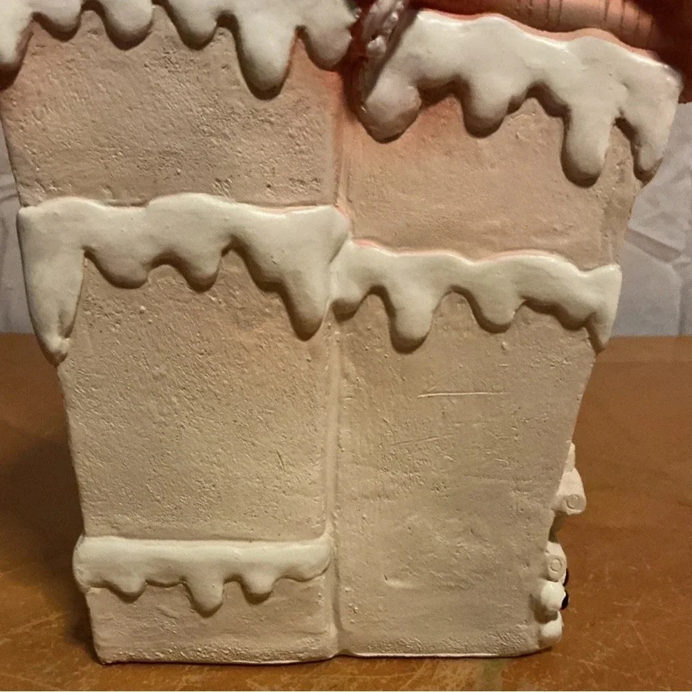 Halloween Gingerbread Pink Pastel Haunted House with Ghost 13.5 